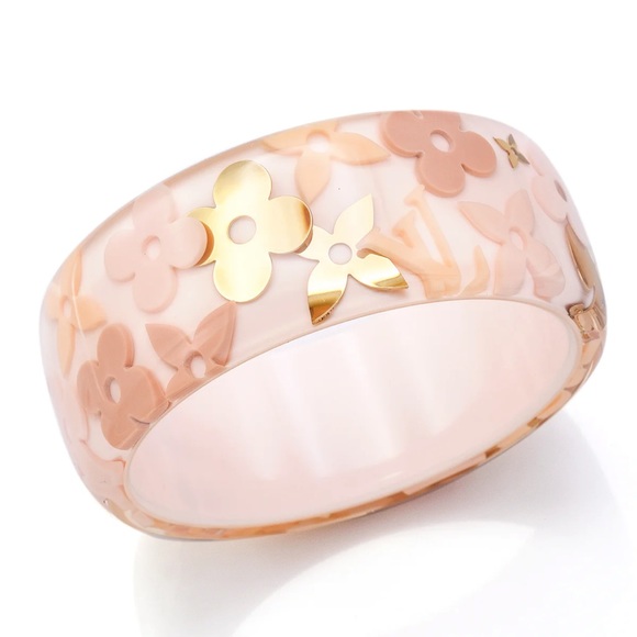 Louis Vuitton Inlay Lucite Logo Pink Bangle - Picture 3 of 9